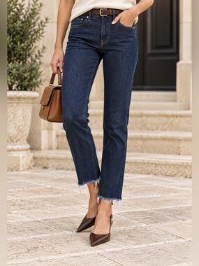 💙 Banana Republic Straight Leg Jeans Women’s 26P Dark Wash Stretch Denim 💙